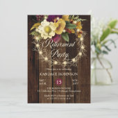 Invitation Parti de retraite de la couronne de bois rustique (Debout devant)