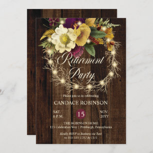 Invitation Parti de retraite de la couronne de bois rustique
