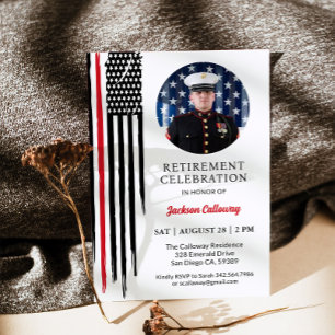 Invitation Parti de retraite de la marine militaire, drapeau 