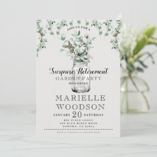 Invitation Parti de retraite de la verdure rustique (Debout devant)