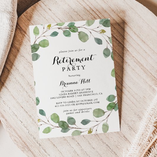 Invitation Parti de retraite de l'Eucalyptus de verdure