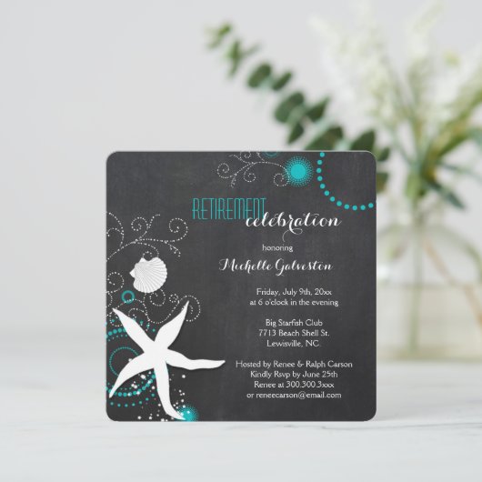 Invitation Parti de retraite de Plage Chalkboard (Debout devant)