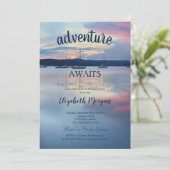 Invitation Parti de retraite des bateaux du coucher du soleil (Debout devant)