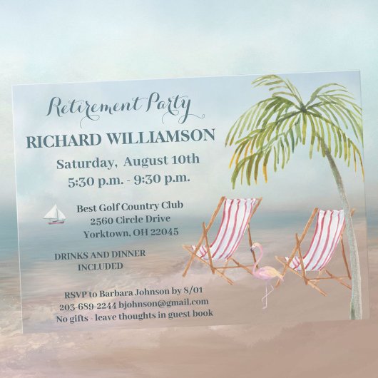 Invitation Parti de retraite des chaises de plage
