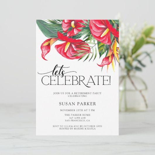 Invitation Parti de retraite des fleurs tropicales (Debout devant)