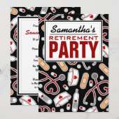 Invitation Parti de retraite des infirmières Noir (Devant / Derrière)