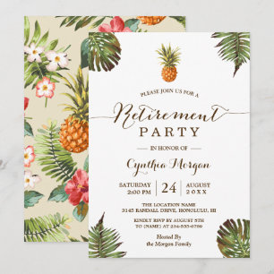 Invitation Parti de retraite d'été de l'ananas Feuille tropic
