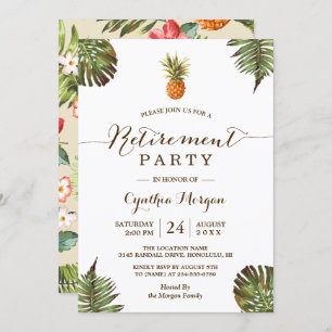 Invitation Parti de retraite d'été de l'ananas Feuille tropic