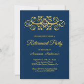 Invitation Parti de retraite Diamond Flourish Gold de la Mari (Devant)
