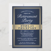 Invitation Parti de retraite Drive By Marine Bleu blanc et or (Devant)