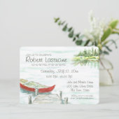 Invitation Parti de retraite du lac pittoresque et du canot (Debout devant)