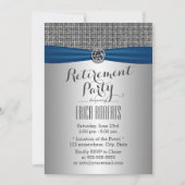 Invitation Parti de retraite du ruban bleu royal d'argent mod (Devant)