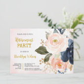 Invitation Parti de retraite Elégant aquarelle Floral (Debout devant)