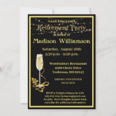 Invitation Parti de retraite Élégant Black Gold (Devant)