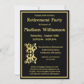 Invitation Parti de retraite Élégant Black Gold (Devant)