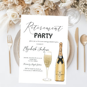 Invitation Parti de retraite en verre de bouteille de Moet