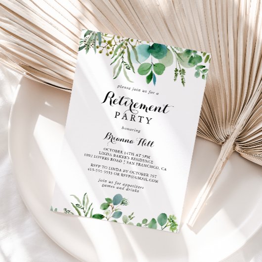 Invitation Parti de retraite Eucalyptus de la calligraphie ve
