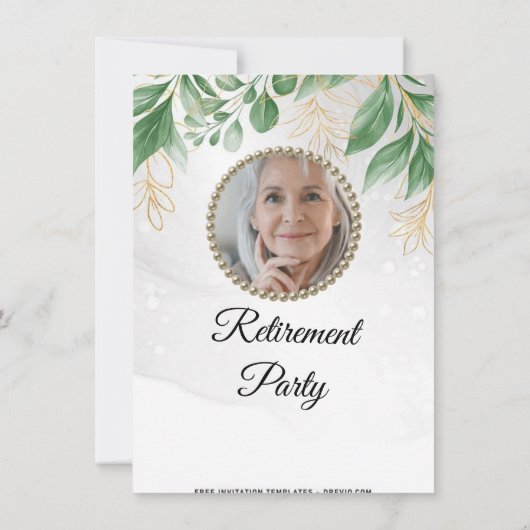 Invitation Parti De Retraite Eucalyptus Et Gold Foliage (Dos)