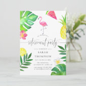 Invitation Parti de retraite exotique du Flamant rose rose (Debout devant)