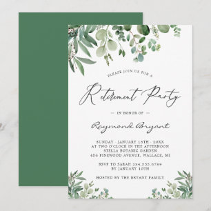Invitation Parti de retraite Feuille écucalyptus chic vert