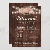 Invitation Parti de retraite Floral Bois Rustique (Devant / Derrière)