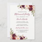 Invitation Parti de retraite florale de Bourgogne rouge (Devant)