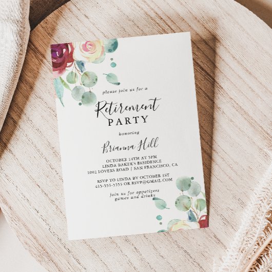 Invitation Parti de retraite florale Eucalyptus contemporain