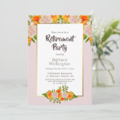 Invitation Parti de retraite florale rose orange (Debout devant)