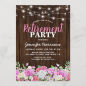 Invitation Parti de retraite florale rose rustique (Devant)