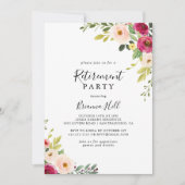 Invitation Parti de retraite florale rose verdure (Devant)