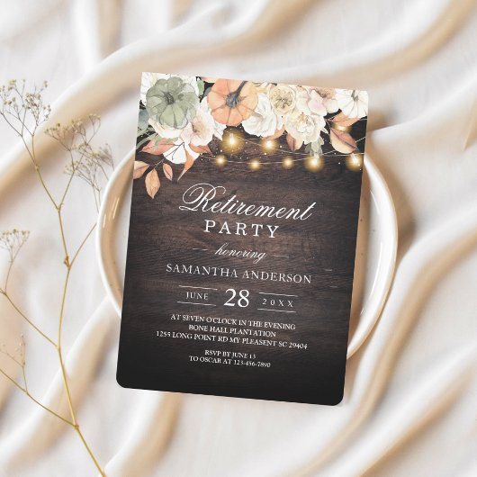 Invitation Parti de retraite florale rustique