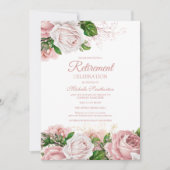 Invitation Parti de retraite florale Vintage rose (Devant)