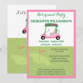 Invitation Parti de retraite Fun Pink Green Golf Party (Devant / Derrière)