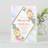 Invitation Parti de retraite géométrique floral jaune (Debout devant)