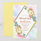 Invitation Parti de retraite géométrique floral jaune (Devant / Derrière)