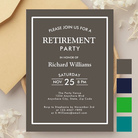 Invitation Parti de retraite gris classique