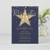 Invitation Parti de retraite Marine Blue and Gold Stars (Debout devant)