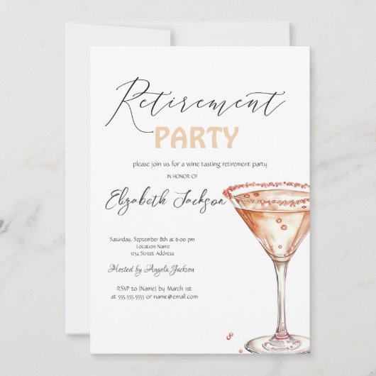 Invitation Parti de retraite Martini Glass (Devant)