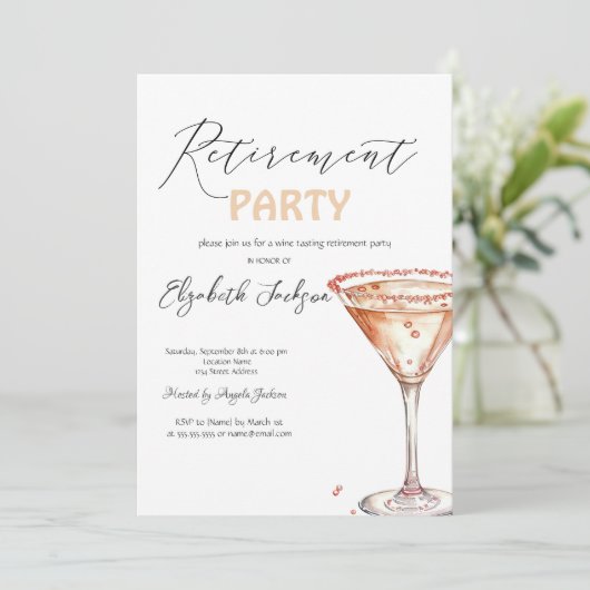 Invitation Parti de retraite Martini Glass (Debout devant)