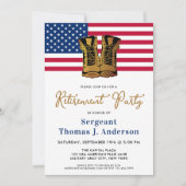 Invitation Parti de retraite militaire - Boots d'or drapeau a (Devant)