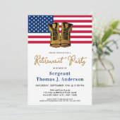 Invitation Parti de retraite militaire - Boots d'or drapeau a (Debout devant)