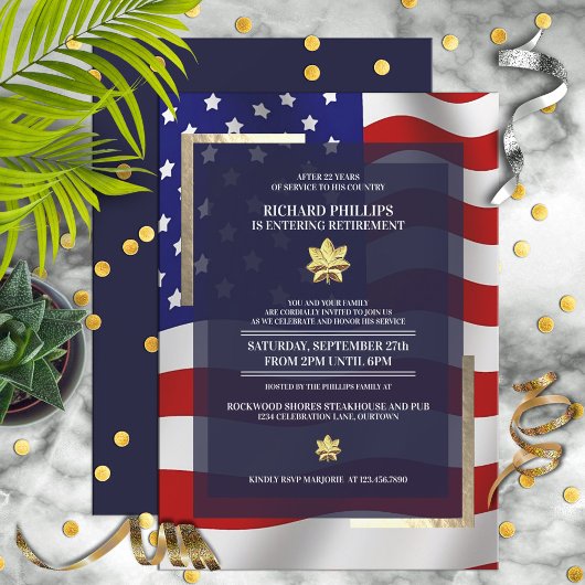 Invitation Parti de retraite militaire du drapeau américain/f