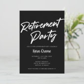 Invitation Parti de retraite minimale noir et blanc (Debout devant)