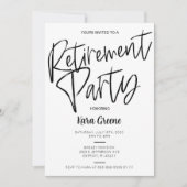 Invitation Parti de retraite minimale noir et blanc (Devant)
