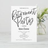 Invitation Parti de retraite minimale noir et blanc (Debout devant)