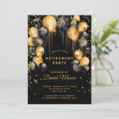 Invitation Parti de retraite moderne Black Gold (Debout devant)