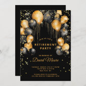 Invitation Parti de retraite moderne Black Gold (Devant / Derrière)