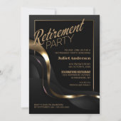 Invitation Parti de retraite moderne Black Gold (Devant)
