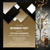 Invitation Parti de retraite moderne Black Gold