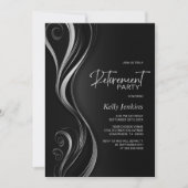 Invitation Parti de retraite moderne en argent noir (Devant)